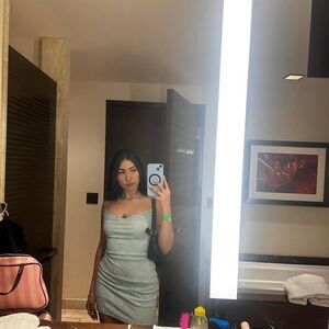 Sparkly baby blue dress from Winsdor   Open back